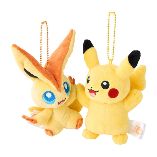 Plush Keychain Pikachu & Victini High Five Ver. Pokémon Center Tohoku R